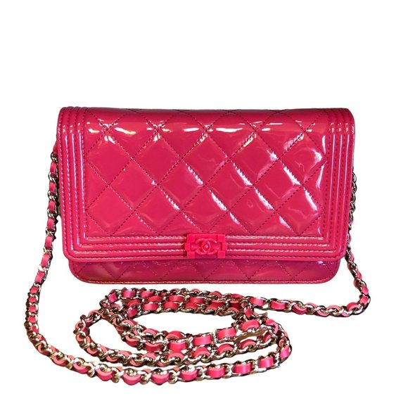 CHANEL pink patent BOY WOC BAG - Picture 1 of 13